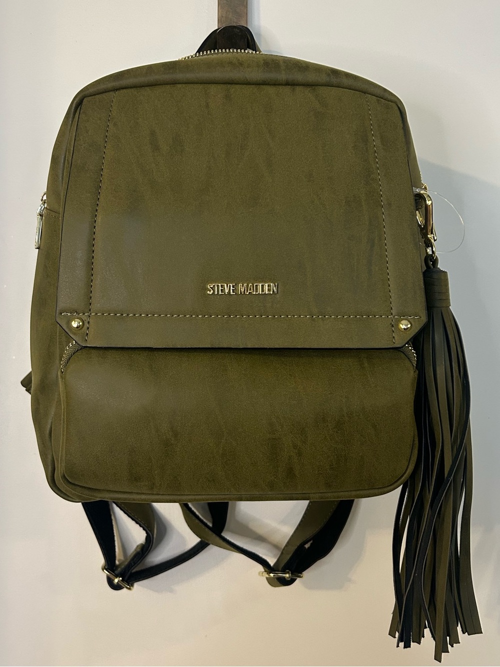 Steve Madden Olive Green Backpack with Tassel